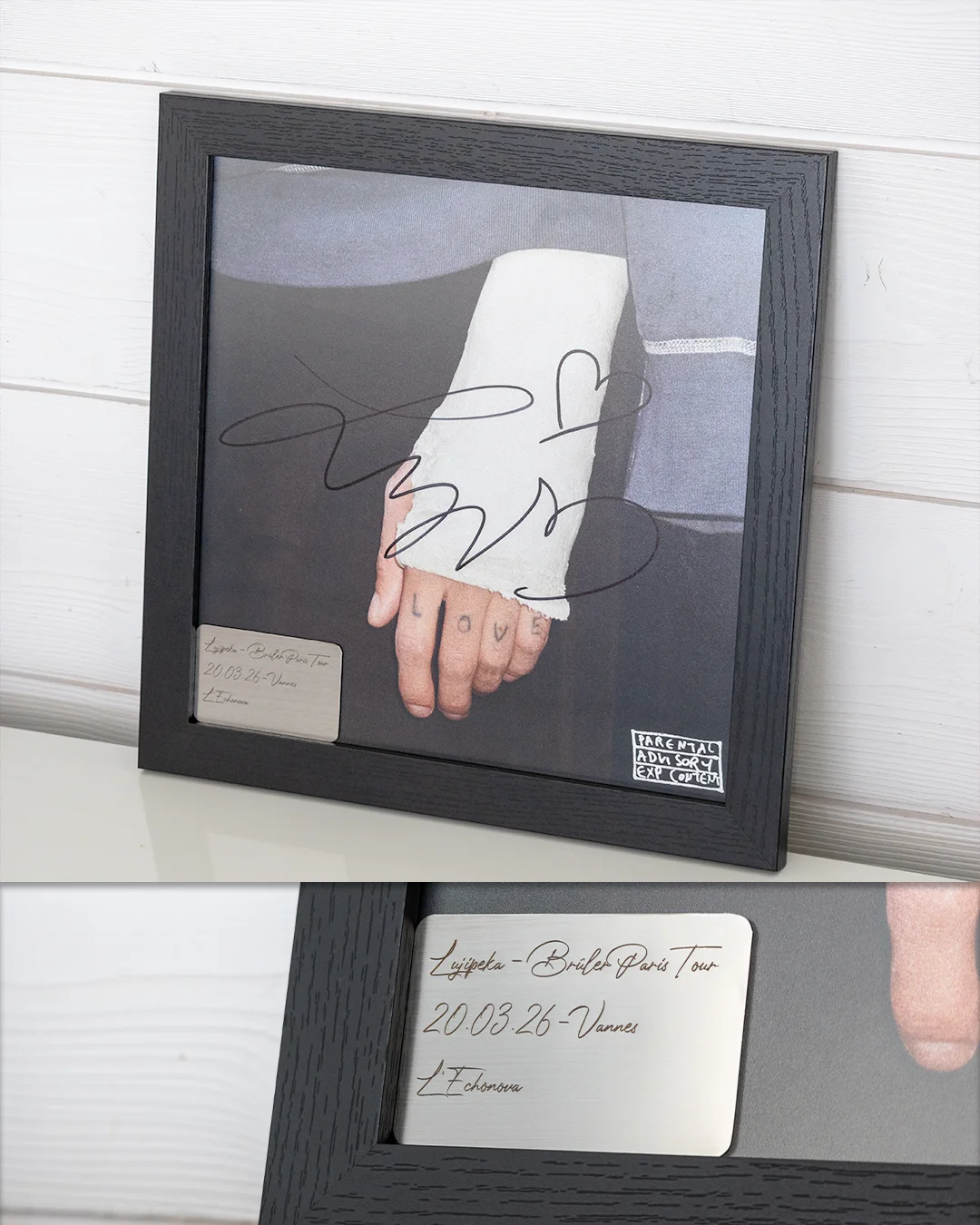 Plaque acier gravée souvenir concert Lujipeka Vannes